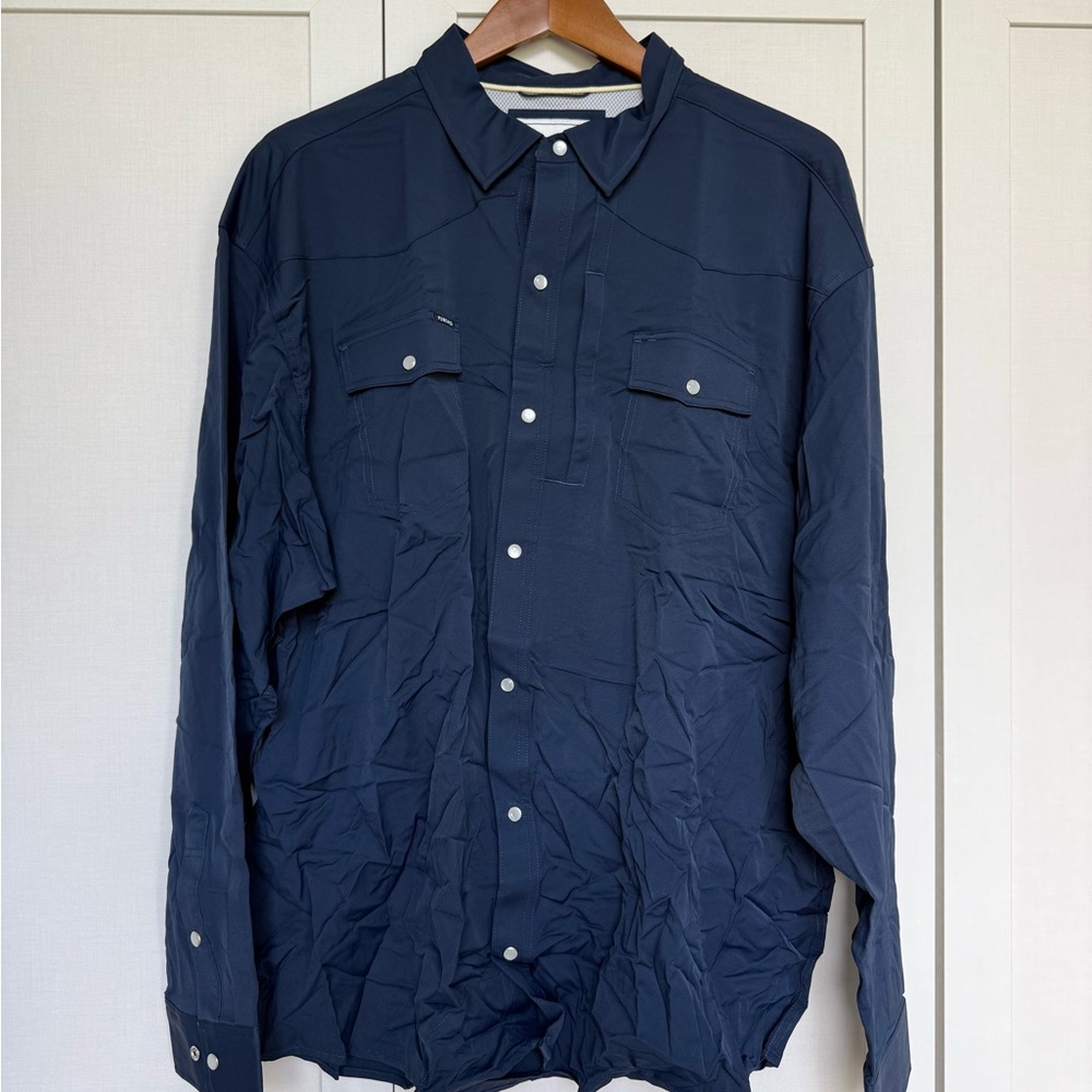 Poncho Men's Pacifico Navy Pearl Snap Shirt